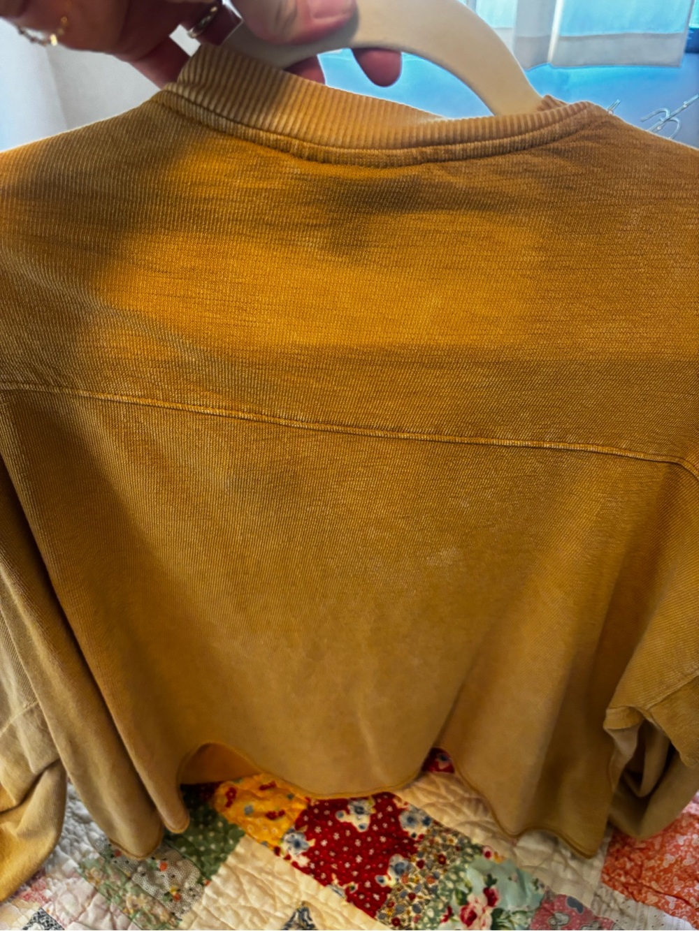 Women’s Button Henley Shirt in Tan - Picture 3 of 3